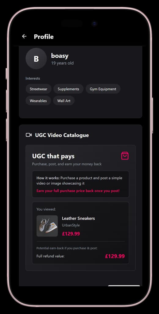 UGC profile on OraSpot